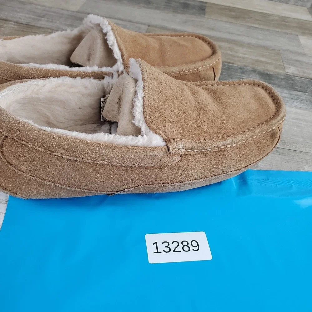 UGG Ascot Mens Slipper Loafers Sz 9 3E‎ Chestnut Suede Comfort Slip On Round Toe